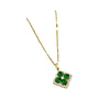 Titanium Steel Women's Luxury Fourleaf Flower Necklace With Gold Plated Copper Pendant And Diamond Micropaved Zircon Geometric Style