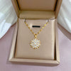 Titanium Steel Women's Luxury Geometric Flowers Full Diamond Necklace
