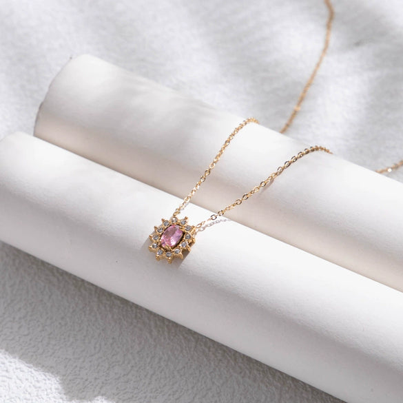 Titanium Steel Women's Microinlaid Zircon Sunflower Electroplated Clavicle Chain Light Luxury Highend Niche Style