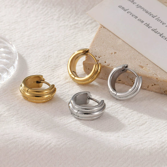 Titanium Steel Women's Minimalist Geometric Earrings With Electroplating
