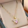 Titanium Steel Women's Necklace Copper Plated Real Gold Micro Inlaid Zircon With Cartoon Character Pendant Electroplating Treatment