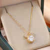 Titanium Steel Women's Necklace Copper Plated Real Gold Micro Inlaid Zircon With Cartoon Character Pendant Electroplating Treatment
