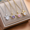 Titanium Steel Women's Necklace Copper Plated Real Gold Micro Inlaid Zircon With Cartoon Character Pendant Electroplating Treatment