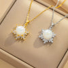Titanium Steel Women's Necklace With Geometric Pattern Snowflake Pendant And Ochain 18K Gold Electroplated