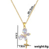 Titanium Steel Women's Necklace With Mixed Gemstone Inlay Diamond Geometric Pattern Butterfly And Four Leaf Clover Design