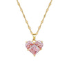 Titanium Steel Women's Necklace With Peach Heart Pendant Inlaid With Zirconium And Real Gold Geometric Design