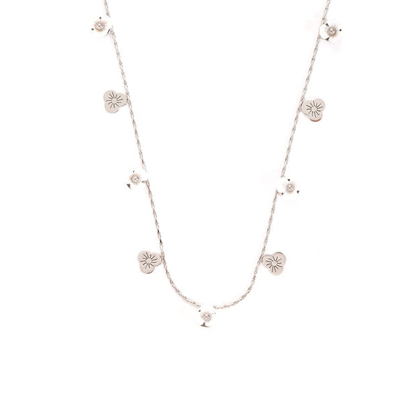 Titanium Steel Women's Necklace With Three Dimensional Flower Design And 18K Gold Plated Electroplating