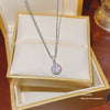 Titanium Steel Women's Niche Fashion Necklace With Mixed Gem Inlay And Geometric Pattern And Cross Chain