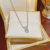 Titanium Steel Women's Niche Fashion Necklace With Mixed Gem Inlay And Geometric Pattern And Cross Chain