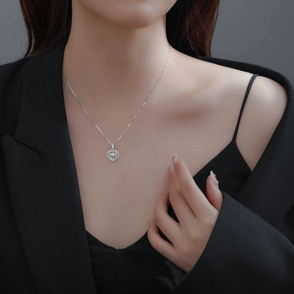 Titanium Steel Women's Niche Fashion Necklace With Mixed Gem Inlay And Geometric Pattern And Cross Chain