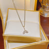 Titanium Steel Women's Niche Fashion Necklace With Mixed Gem Inlay And Geometric Pattern And Cross Chain