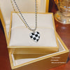 Titanium Steel Women's Niche Fashion Necklace With Mixed Gem Inlay And Geometric Pattern And Cross Chain