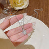 Titanium Steel Women's Niche Fashion Necklace With Mixed Gem Inlay And Geometric Pattern And Cross Chain