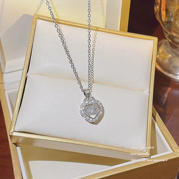 Titanium Steel Women's Niche Fashion Necklace With Mixed Gem Inlay And Geometric Pattern And Cross Chain