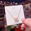 Titanium Steel Women's Niche Light Luxury Hletter Pendant Necklace With Mixed Gem Inlay And Real Gold Electroplated Chain Style Cross Chain