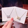 Titanium Steel Women's Niche Light Luxury Hletter Pendant Necklace With Mixed Gem Inlay And Real Gold Electroplated Chain Style Cross Chain