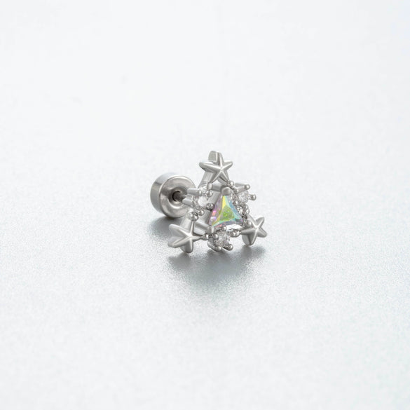 Titanium Steel Women's Niche Style Ear Nail With Inlaid Zircon Butterfly Spider Flower Animal Zodiac Pendant