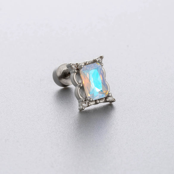 Titanium Steel Women's Niche Style Ear Nail With Inlaid Zircon Butterfly Spider Flower Animal Zodiac Pendant
