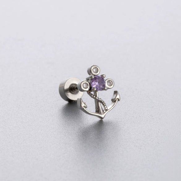 Titanium Steel Women's Niche Style Ear Nail With Inlaid Zircon Butterfly Spider Flower Animal Zodiac Pendant