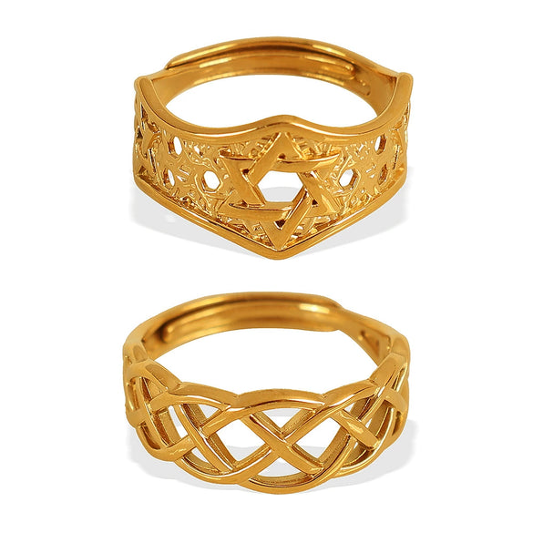 316L Stainless Steel Women's Open Hollow Geometric Fashion Light Luxury Ring With Electroplating