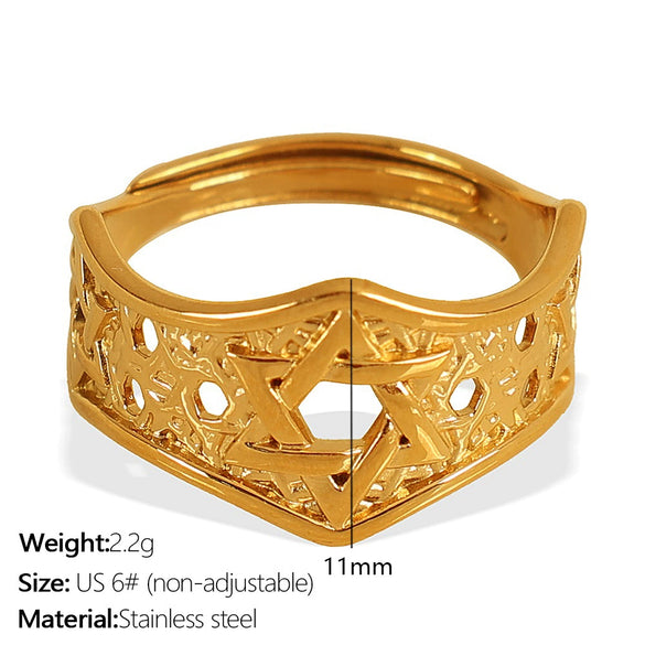 316L Stainless Steel Women's Open Hollow Geometric Fashion Light Luxury Ring With Electroplating
