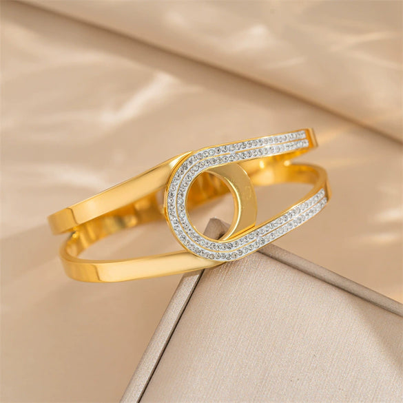 Titanium Steel Women's Opening Bracelet Gold Plated Light Luxury Niche High End Exquisite Vacuum Furnace Electroplated For Allergy Prevention And Color Retention
