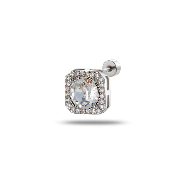 Titanium Steel Women's Princess Geometric Style Ear Nail Set With Diamonds
