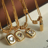 316L Stainless Steel Women's Retro Geometric Heart Love Pendant Clavicle Chain With Double Layer Snake Bone Chain And Mixed Gem Inlay And Electroplating Treatment
