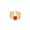 Titanium Steel Women's Ring Inlaid With Natural Stone Geometric Minimalist Style Electroplated