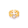 Titanium Steel Women's Ring Inlaid With Natural Stone Geometric Minimalist Style Electroplated