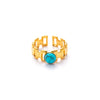 Titanium Steel Women's Ring Inlaid With Natural Stone Geometric Minimalist Style Electroplated