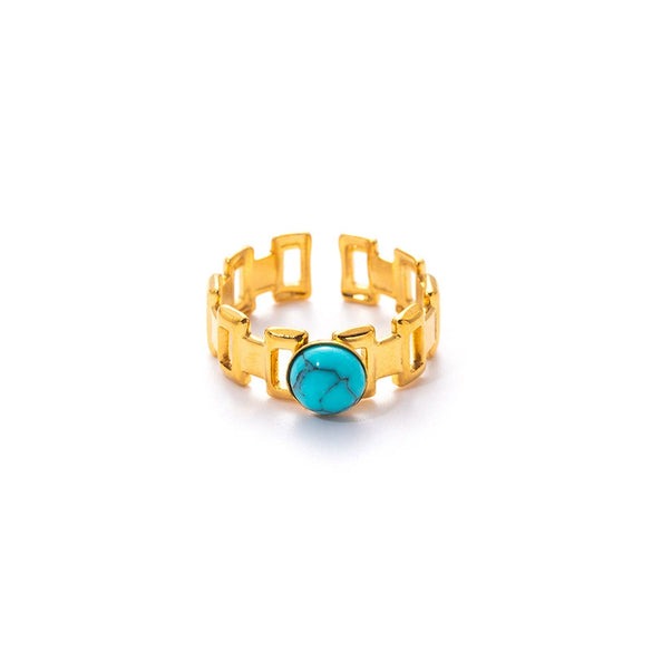 Titanium Steel Women's Ring Inlaid With Natural Stone Geometric Minimalist Style Electroplated
