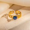 Titanium Steel Women's Ring Inlaid With Natural Stone Geometric Style Electroplated