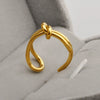 Titanium Steel Women's Ring Plated 18K Gold Simple Knot Open Ring With Star Pattern