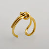 Titanium Steel Women's Ring Plated 18K Gold Simple Knot Open Ring With Star Pattern