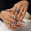 Titanium Steel Women's Ring With Geometric Devil's Eye Design And Electroplating Treatment