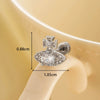 Titanium Steel Women's Sea Blue Saturn Shaped Ear Nail With Zirconia Design
