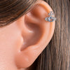 Titanium Steel Women's Sea Blue Saturn Shaped Ear Nail With Zirconia Design