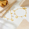 Titanium Steel Women's Small Flower Box Chain Necklace And Bracelet Set