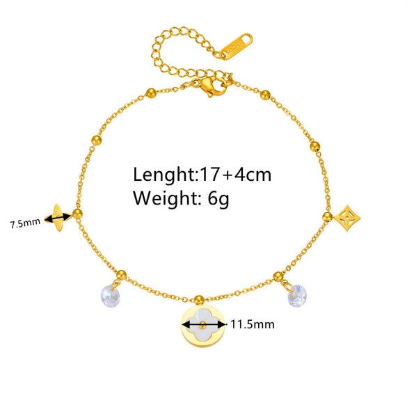 Titanium Steel Women's Small Flower Box Chain Necklace And Bracelet Set