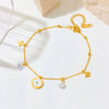 Titanium Steel Women's Small Flower Box Chain Necklace And Bracelet Set