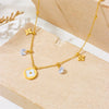 Titanium Steel Women's Small Flower Box Chain Necklace And Bracelet Set