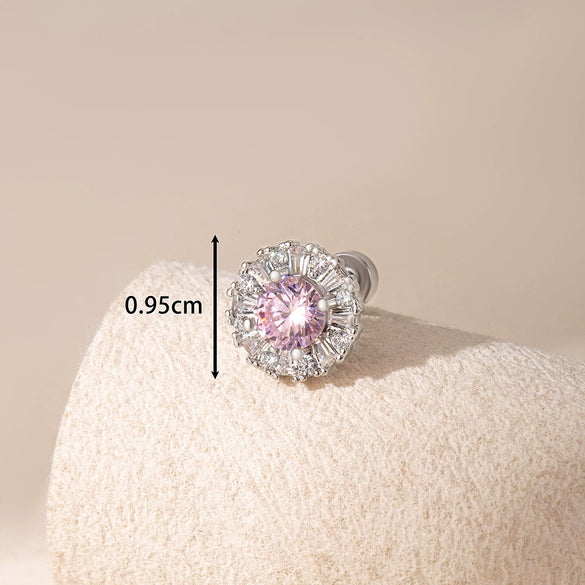 Titanium Steel Women's Sweet Geometric Flower Pattern Zirconia Earrings