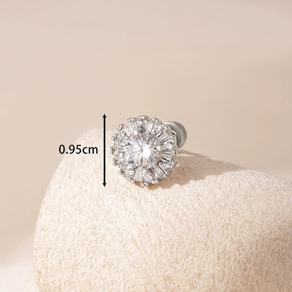 Titanium Steel Women's Sweet Geometric Flower Pattern Zirconia Earrings