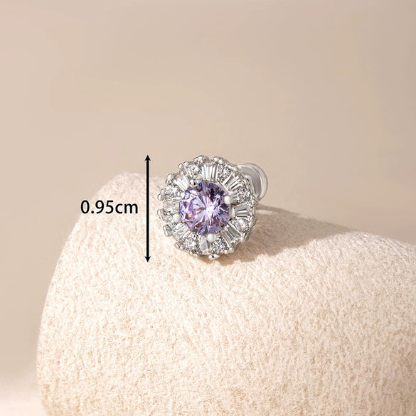 Titanium Steel Women's Sweet Geometric Flower Pattern Zirconia Earrings