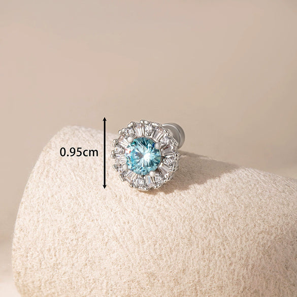 Titanium Steel Women's Sweet Geometric Flower Pattern Zirconia Earrings