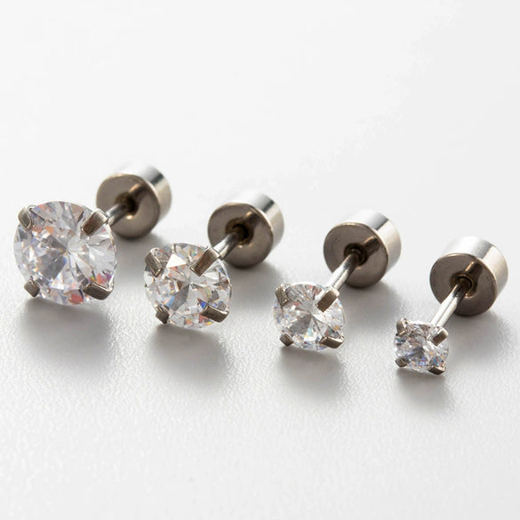 Titanium Steel Women's Sweet Geometric Inlaid Zircon Ear Nails