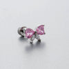 Titanium Steel Women's Zirconia Butterfly Love Bow Ear Nails
