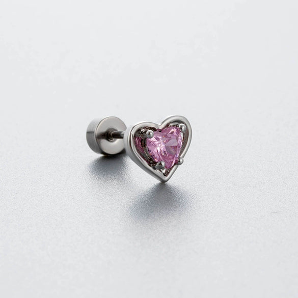 Titanium Steel Women's Zirconia Butterfly Love Bow Ear Nails