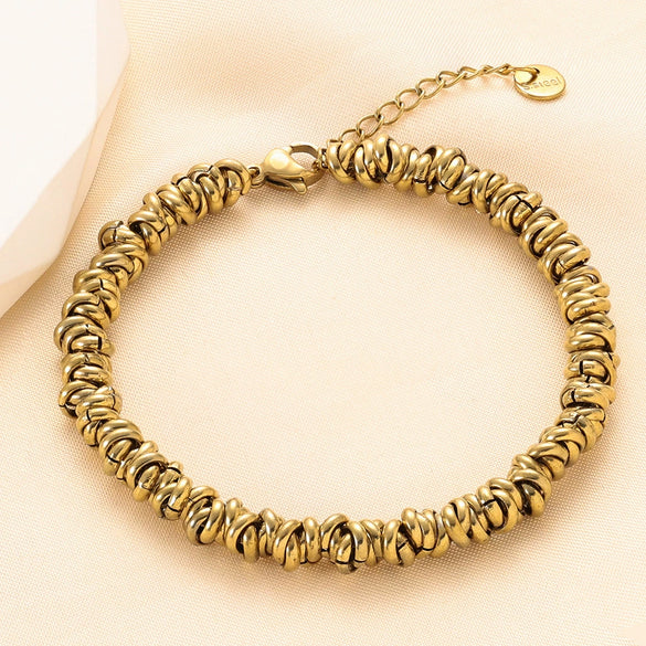 Titanium Steel Woven Ring Bracelet Cartoon And Plant Flowers Style Electroplated